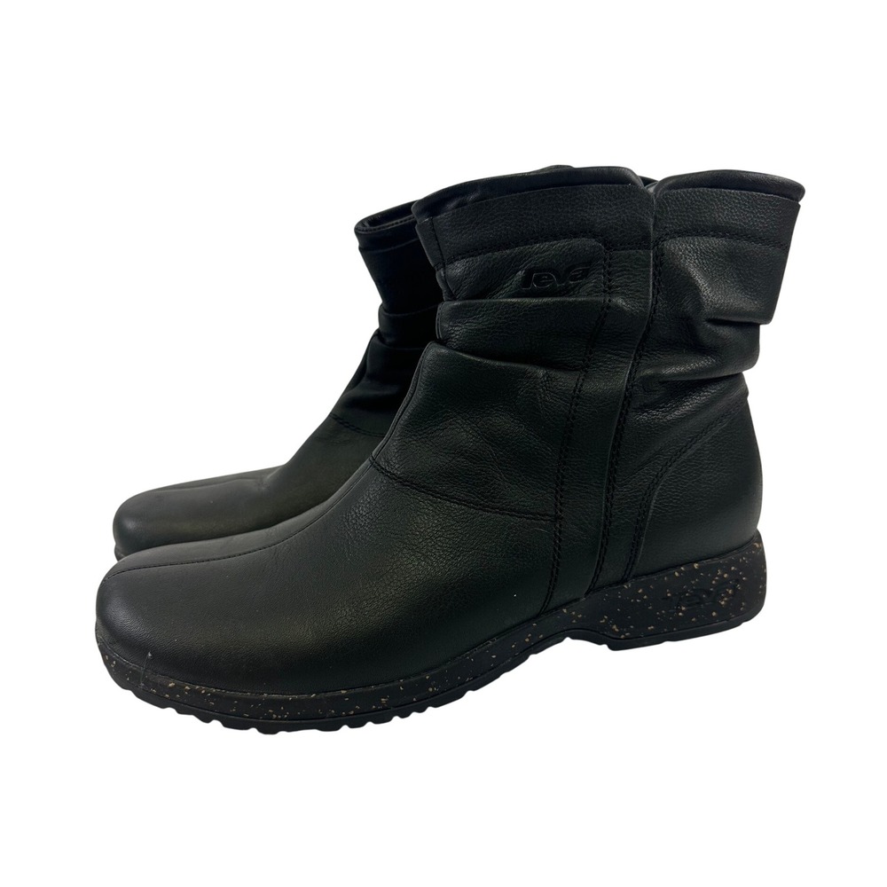 Teva Capistrano Ankle Boots Black Leather Ruched Waterproof 1005580 Womens 8.5